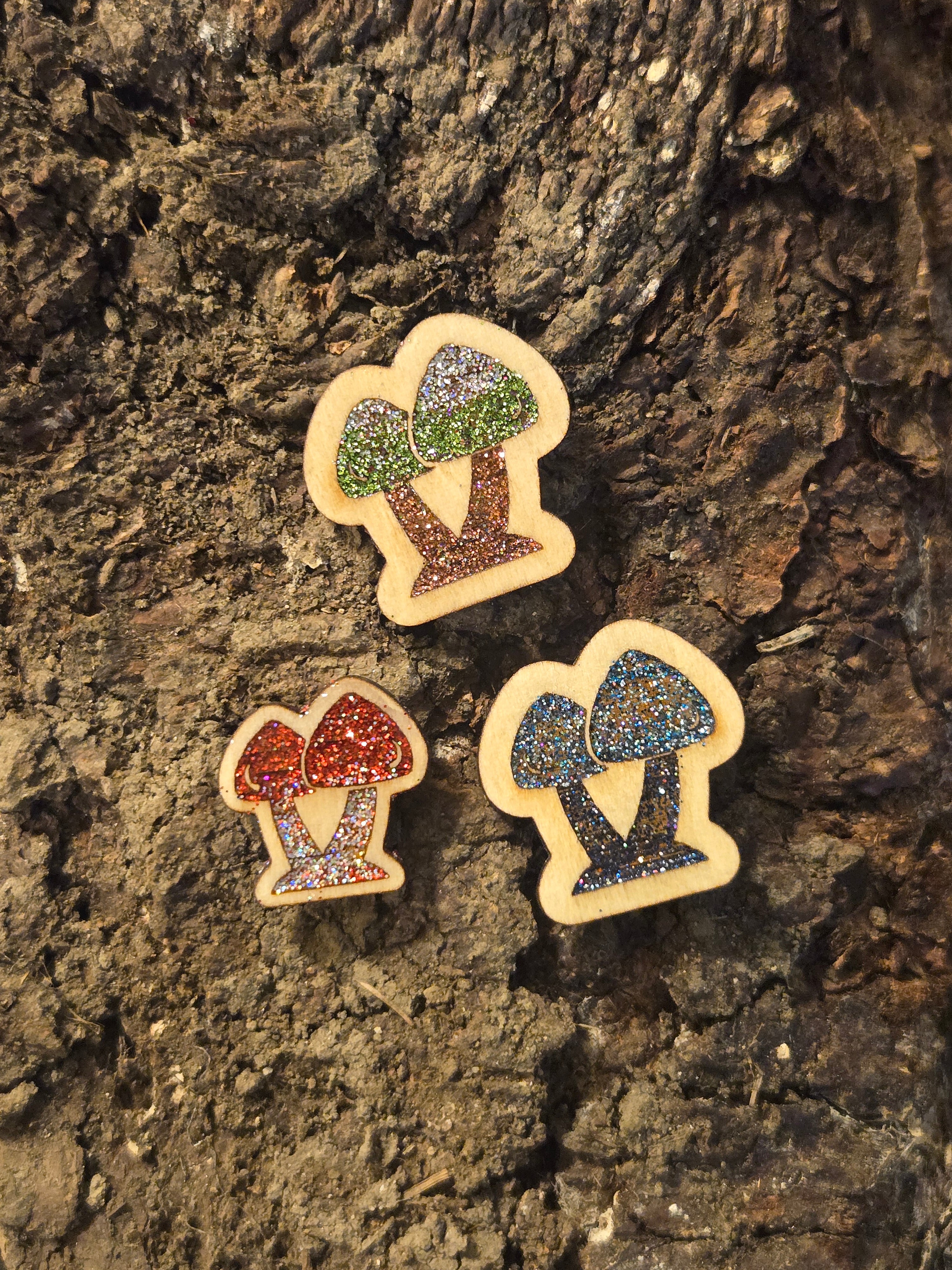 Mystical Mushroom Forest Glitter Pin/Magnet