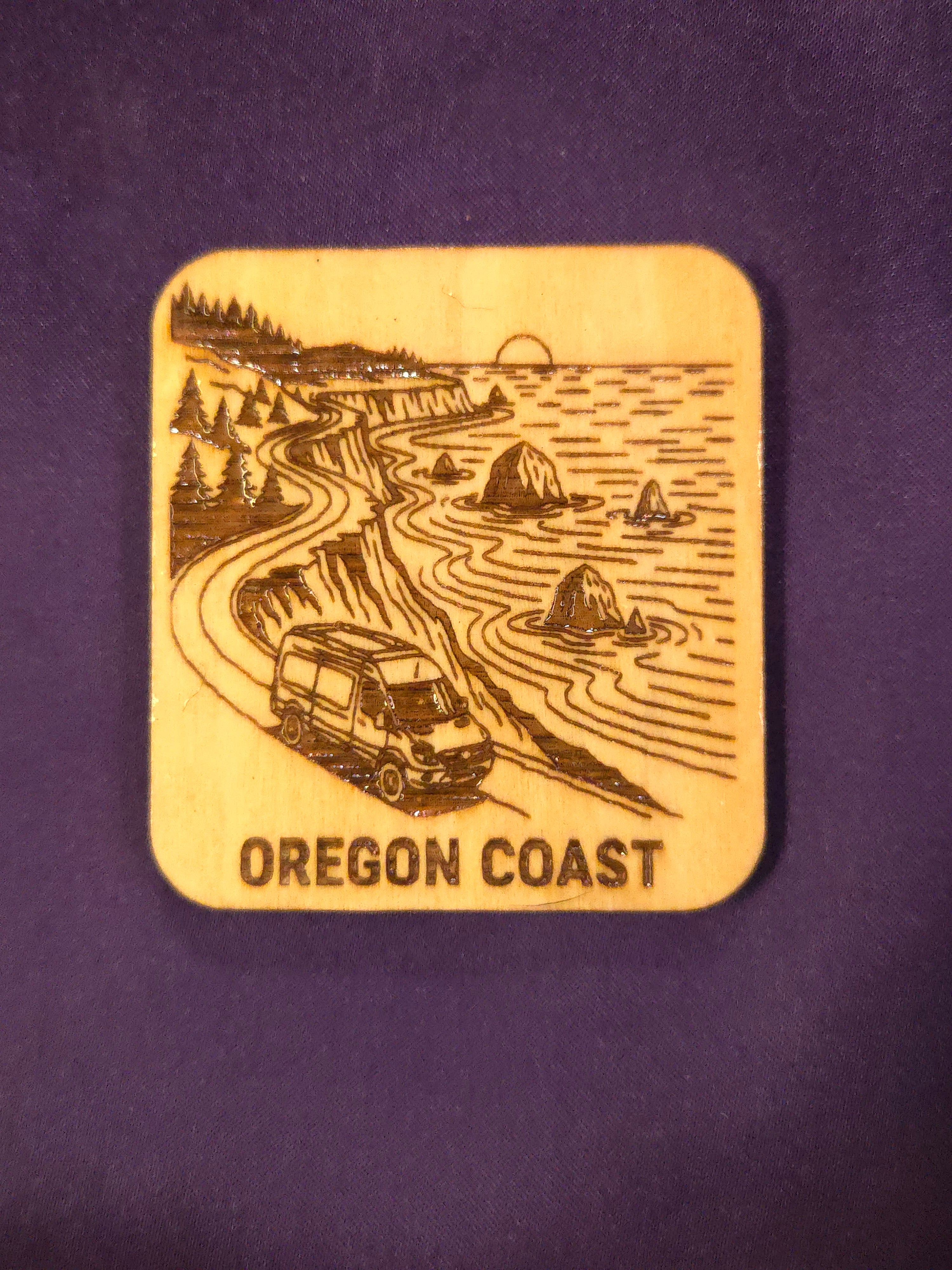 Camper Van Coastal Road Trip Pin/Magnet