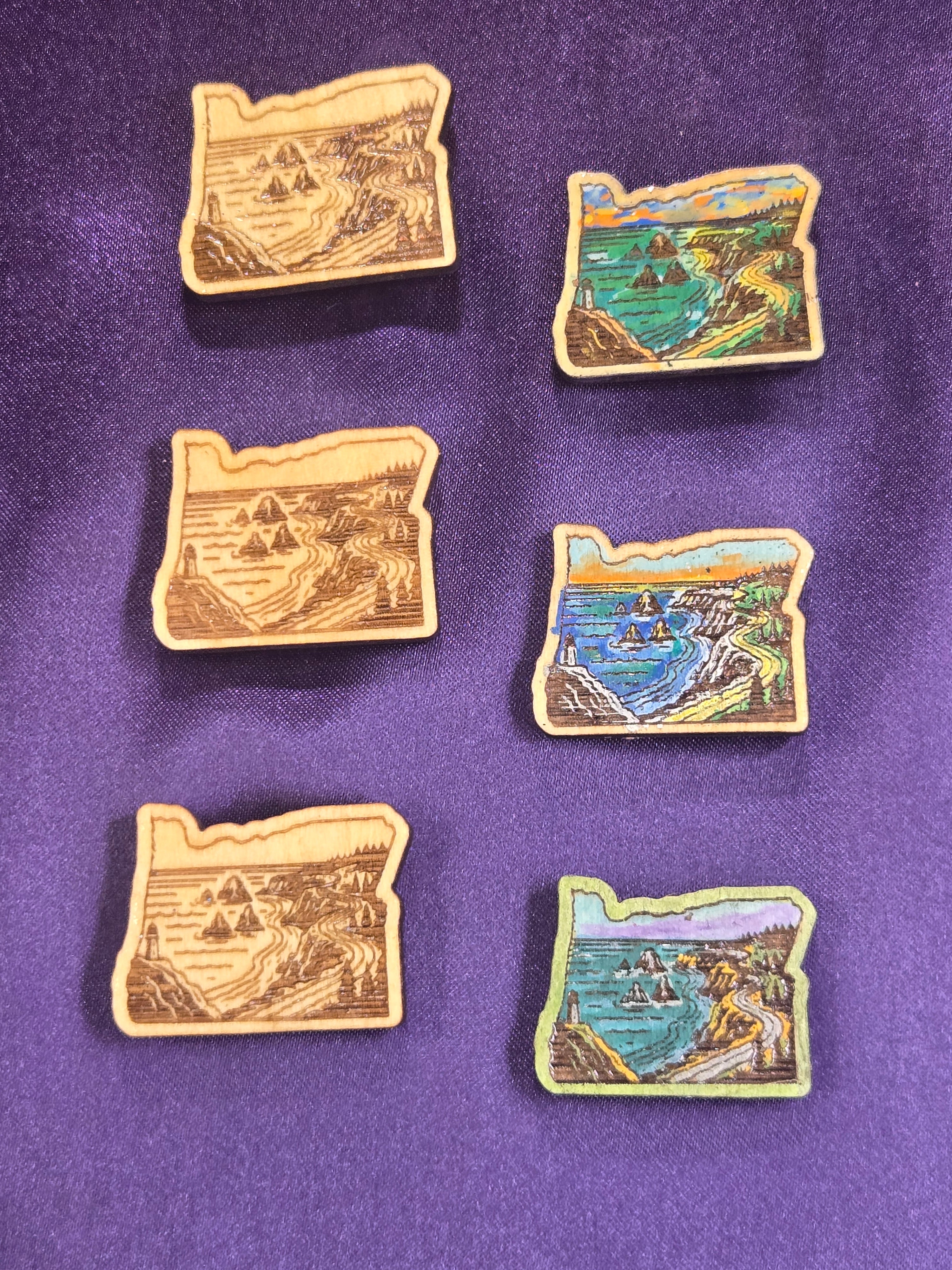 Oregon State Outline Coastal Highway Pin / Magnet