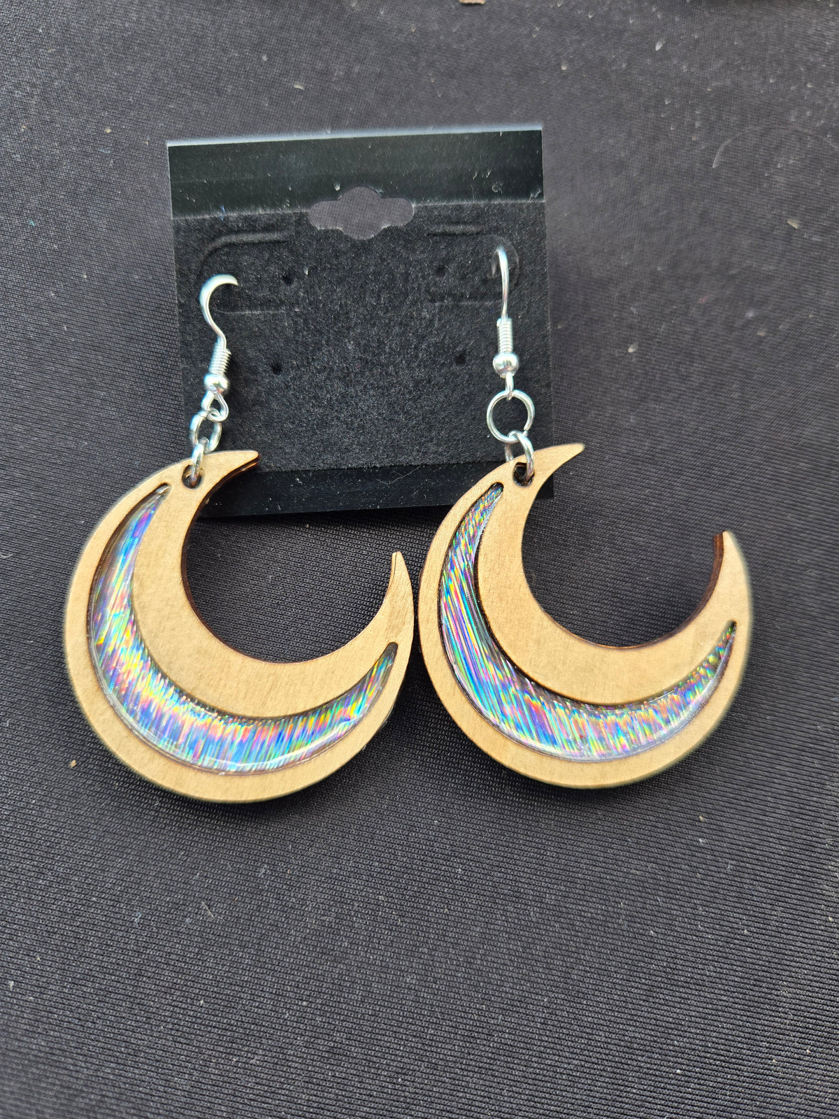 Holographic Crescent Moon Earrings